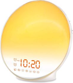 Wake Up Light Sunrise Alarm Clock for Kids; Heavy Sleepers; Bedroom; with Sunrise Simulation; Sleep Aid; Dual Alarms; FM Radio; Snooze; Nightligh