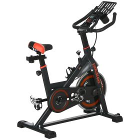 Exercise Bike, Flywheel Indoor Stationary Bike, Adjustable Height & Resistance, with LCD Monitor, Pedal Cage and Shelf Tray, 264 lbs Weight Capac (Color: Red)